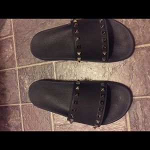 Studded black Valentino slides
